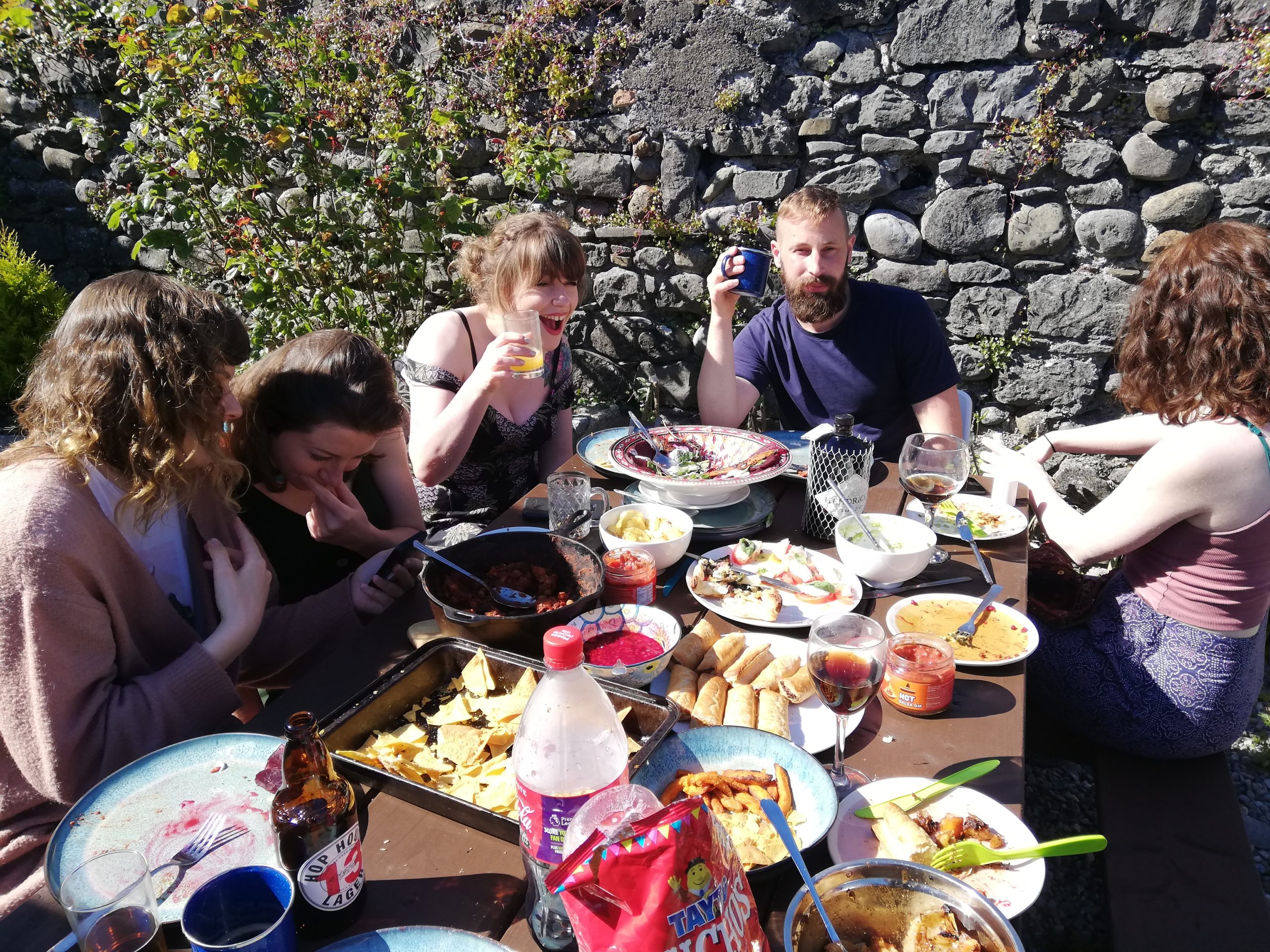 Crew enjoying a tasty picnic!